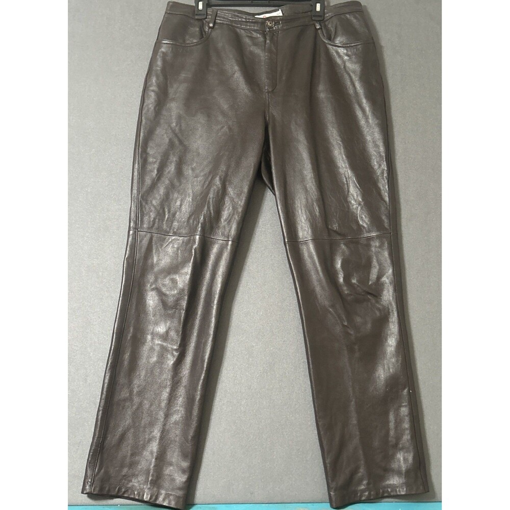 Vintage 90s Real Clothes Salon Z (Sak’s Fifth Ave) Brown Leather Pants Sz 14